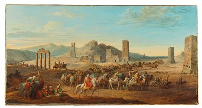 Duas caravanas na entrada do vale que leva a Palmyra de Jean Baptiste Hilair
