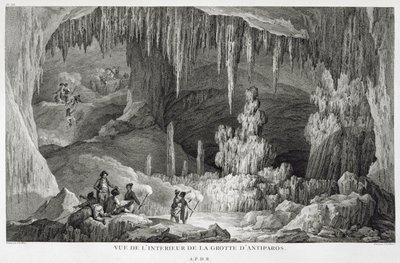Vista do Interior da Gruta de Antiparos, gravada por Jean Baptiste Tillard (1740-1813) de Jean Baptiste Hilair