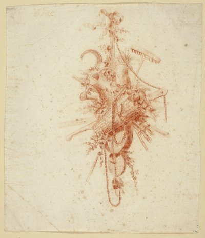 Design para o troféu com ferramentas de jardinagem de Jean Baptiste Huet