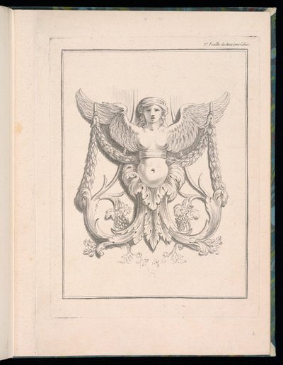 Projeto para uma Esfinge, pl. 2, Deuxieme Cahiers des arabesques dessinés par J. B. Huet ... [Livro 2, Portfolios of Arabesques Projetado por J.B. Tem] de Jean Baptiste Huet