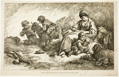 Mãe e filhos com ovelhas de Jean Baptiste Huet