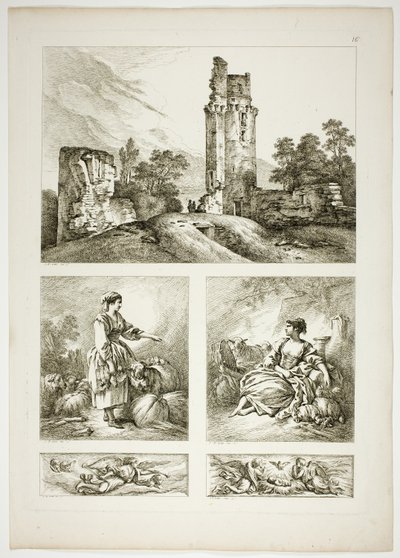 Placa Dezesseis de 38 de Oeuvres de J. B. Huet de Jean Baptiste Huet