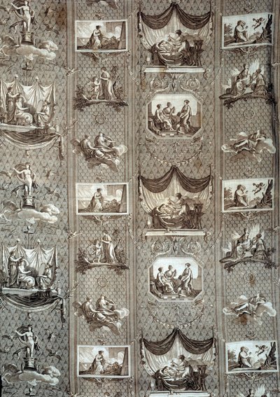Tapeçaria representando a psique e o cupido. A partir de um desenho de Jean-Baptiste Huet (1745-1811) de Jean Baptiste Huet