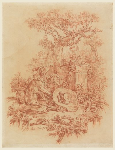 Desenho, Pastorale, 1772 de Jean Baptiste Huet