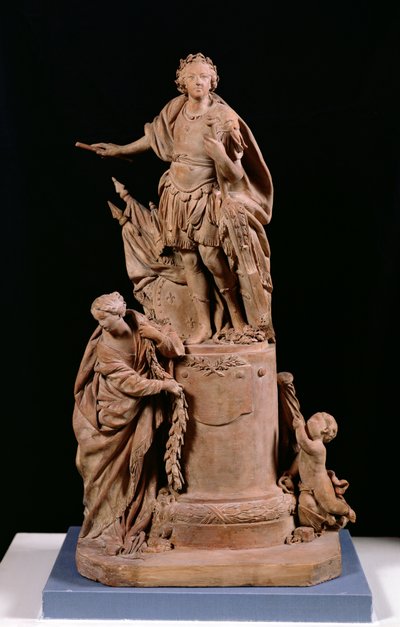Luís XV (1710-1774) como Imperador Romano, projeto de uma estátua para o Hotel de Ville em Rennes, c.1748 (terracota) de Jean Baptiste II Lemoyne
