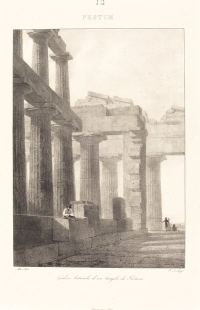 Galeria lateral de um templo em Paestum de Jean Baptiste Isabey