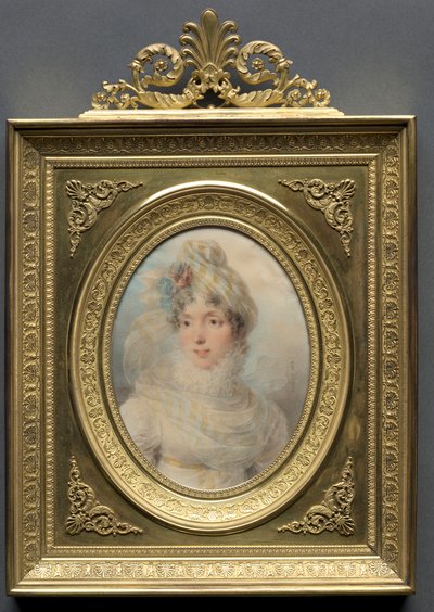 Retrato de uma mulher em um vestido branco, 1813. de Jean Baptiste Isabey