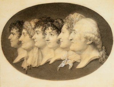Retrato de perfil de Augustin e sua família de Jean Baptiste Jacques Augustin