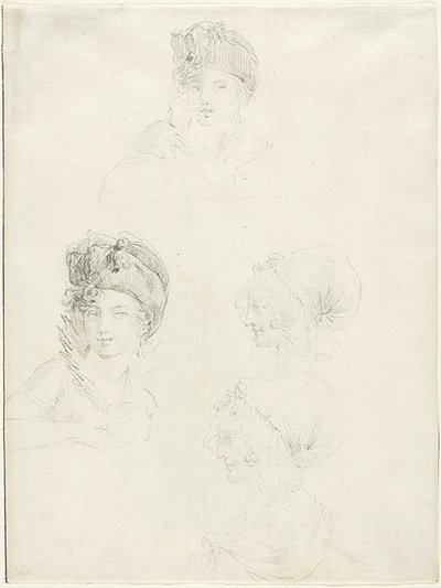 Quatro esboços de duas mulheres de Jean Baptiste Joseph Wicar