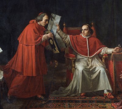 Assinatura da Concordata entre a França e o Santo Siege, pelo Papa Pio VII (1742 - 1823), 15 de agosto de Jean Baptiste Joseph Wicar