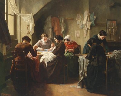 Costureiras bretãs de Jean Baptiste Jules Trayer