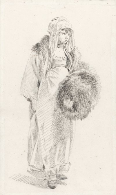 Russische Frau mit Pelzmuff, zwischen 1758 und 1761 von Jean Baptiste Le Prince