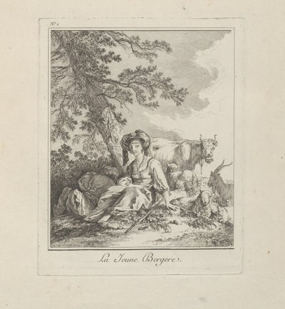 The Young Shepherdess, prato dois da Miscellaneous Clothing of the Northern Peoples de Jean-Baptiste Le Prince