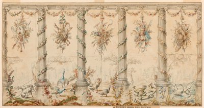 Desenho, Projeto de tapeçaria dedicada à vida agrícola, 1780-95 de Jean Baptiste Marie Huet