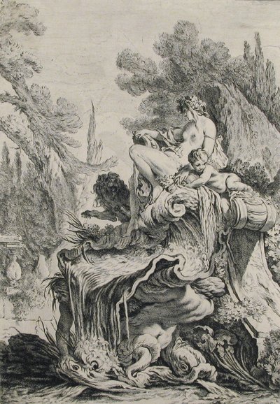 Fonte com uma náiade sentada em uma concha de Jean Baptiste Marie Pierre