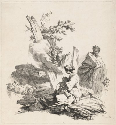 Descanse na fuga para o Egito de Jean Baptiste Marie Pierre