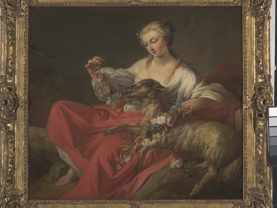 The Favorite Lamb (Le Mouton Favori) (óleo sobre tela) de Jean Baptiste Marie Pierre