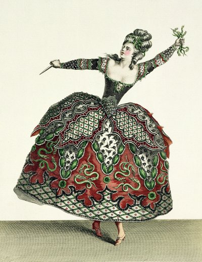 Traje para uma fúria em Ifigênia em Tauris e várias outras óperas, gravadas por René Gaillard (c.1710-90) c.1780 de Jean Baptiste Martin