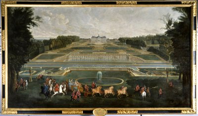 Marie Lescszinska, Rainha de França (1703-1768) (Leczinska, Lescszinka, Leszinka) nos jardins do castelo de Vaux Le Vicomte (Vaux-Le-Vicomte) Pintura de Jean Baptiste Martin (1659-1735) 1728 Chateau De Vaux Le Visomte. - Marie Lescszinska, Rainha de F de Jean Baptiste Martin