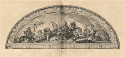 Espanha Cabide do Salon de la Guerre em frente à Galeria (Espanha, Centro do Salão de Guerra em frente à Galeria) [pl. 38] de Jean Baptiste Masse