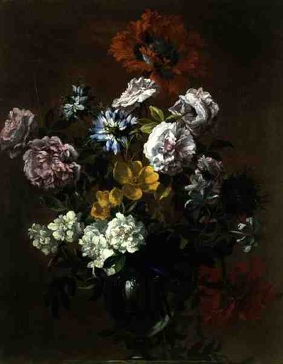 Natureza Morta de Flores em um vaso de vidro (óleo sobre tela) de Jean Baptiste Monnoyer