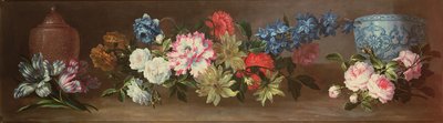 Ainda vida de rosas e outras rosas em uma borda com dois frascos de gengibre de Jean Baptiste Monnoyer