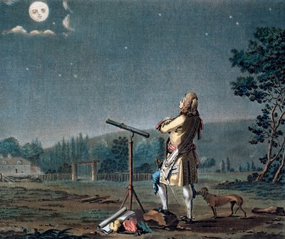 Bernard le Bovier de Fontenelle contemplando a pluralidade dos mundos, 1791. de Jean Baptiste Morret