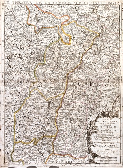 Mapa da Alsácia (França) (Gravura de Jean Baptiste Nolin