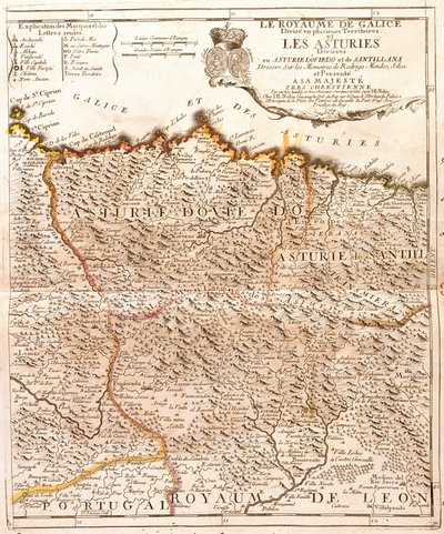 Mapa de Asturias (Espanha) (Gravura de Jean Baptiste Nolin