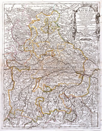 Mapa da Baviera (Alemanha) (Gravura de Jean Baptiste Nolin