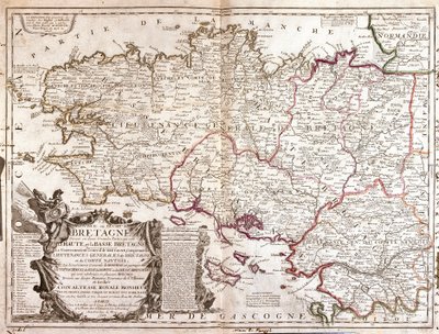 Mapa da Bretanha (França) de Jean Baptiste Nolin