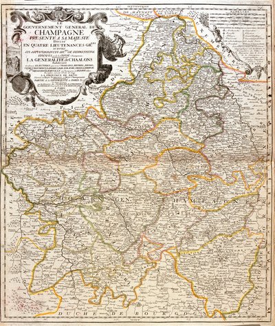 Mapa de Champagne (França) (Gravura de Jean Baptiste Nolin