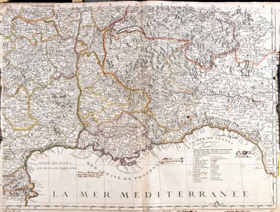 Mapa de Dauphine e Provence (França) (Gravura de Jean Baptiste Nolin