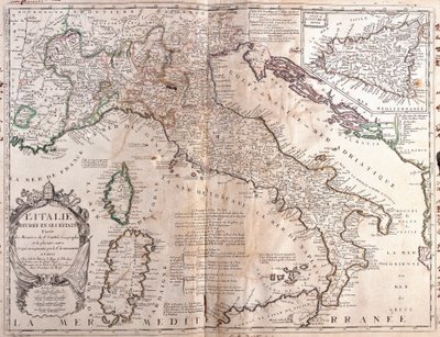Mapa da Itália, com Córsega, Sardenha e Sicília (Gravura de Jean Baptiste Nolin