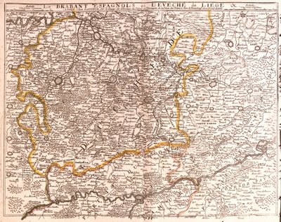 Mapa do Brabante espanhol (Brabante flamengo e valão) e da diocese de Liège (Bélgica) (Gravura de Jean Baptiste Nolin