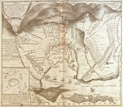 Mapa de Toulon (França) (Gravura de Jean Baptiste Nolin