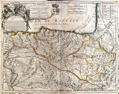 Mapa da província da Biscaia (Espanha) e do reino de Navarra (França) (Gravura de Jean Baptiste Nolin