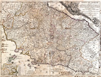 Mapa dos territórios da Igreja na Itália (gravura de Jean Baptiste Nolin