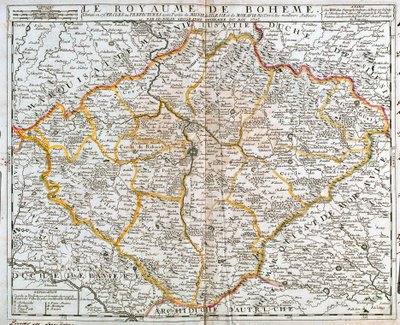 Mapa do Reino da Boémia (República Checa) (Gravura de Jean Baptiste Nolin