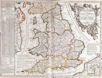 Mapa do Reino de Inglaterra, sob o Reinado de Tiago II (Gravura de Jean Baptiste Nolin