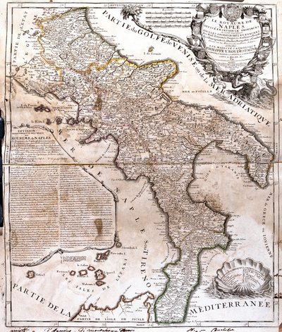 Mapa do Reino de Nápoles (Itália) (Gravura de Jean Baptiste Nolin
