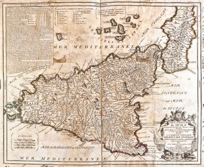Mapa do Reino da Sicília (Itália) (Gravura de Jean Baptiste Nolin