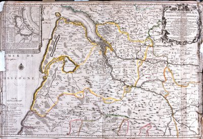 Mapa da região de Bordeaux (França) (Gravura de Jean Baptiste Nolin
