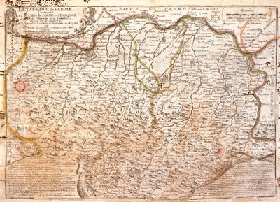 Mapa da área de Parma (Itália) (Gravura de Jean Baptiste Nolin