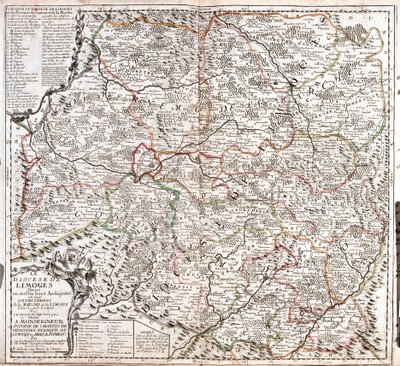 Mapa da diocese de Limoges (França) (Gravura de Jean Baptiste Nolin