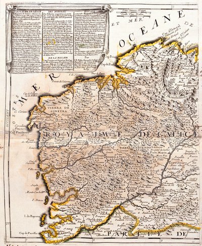 Mapa do reino da Galiza (Espanha) (Gravura de Jean Baptiste Nolin