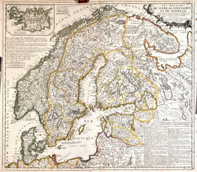 Mapa dos reinos da Noruega, Suécia e Dinamarca (Gravura de Jean Baptiste Nolin
