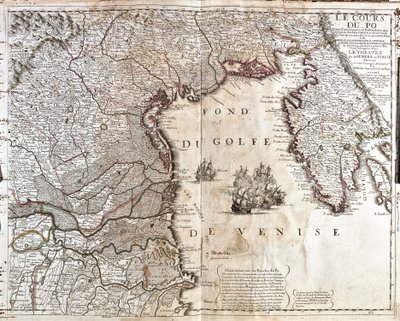 Mapa da boca do Pó na Itália (Gravura de Jean Baptiste Nolin