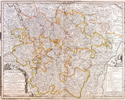 Mapa da província de Lorraine (França) (Gravura de Jean Baptiste Nolin