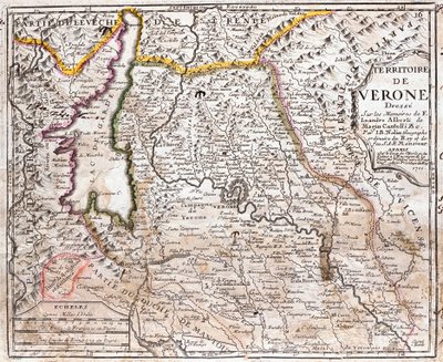Mapa do território de Verona (Veneto, Itália) (gravura de Jean Baptiste Nolin